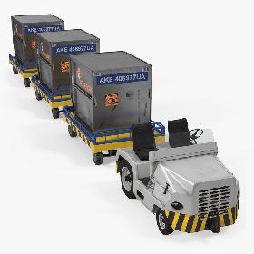 Airport Tug Clark CT30 Carrying Passengers Luggage